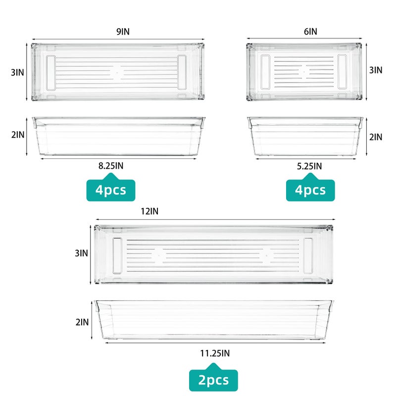 Backerysupply Clear Plastic Drawer Organizer Tray for Vanity Cabinet (Set of 10),Storage Tray for Makeup, Kitchen Utensils, Jewelries, and Gadgets - Image 4